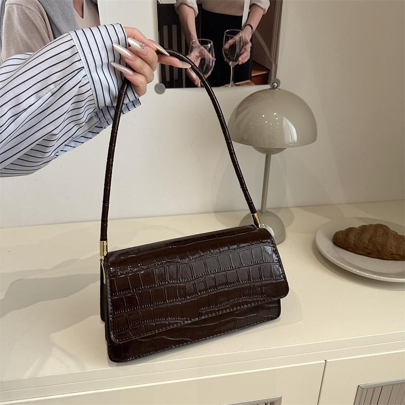 Einfache Steinmuster-Umhängetasche modische einfarbige hochwertige Tasche mit hellem Muster für Damen Pendeln praktische tragbare kleine quadratische Tasche Damen