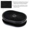 12" x 2" ovale Luftfiltereinheit 5-1/8" Vergaserhals mit Durchflussdeckel High Flow Chrom für GMC Chevy Ford Chryler Dodge