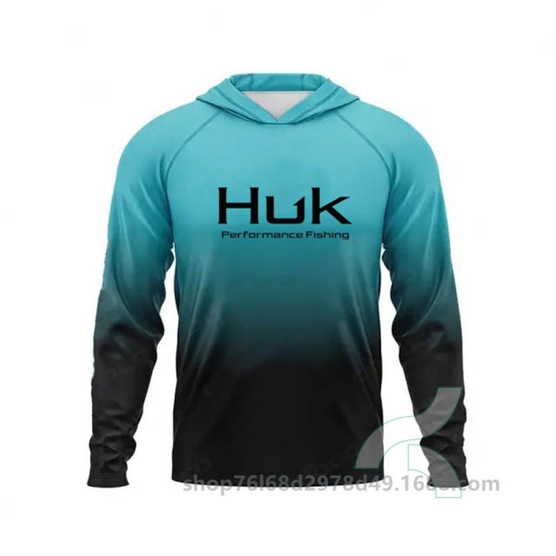 Mens UPF 50 Quick-Dry Fishing Shirt With Hood Long Sleeve Breathable Outdoor T-Shirt Angling Wear