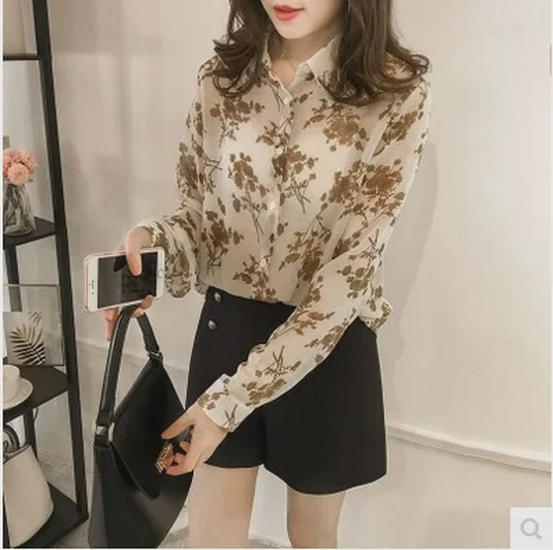 Women's 2024 Chiffon Long Sleeve Korean Style Slimming Shirt - Trendy Loose Fit