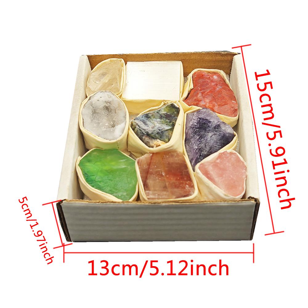 Raw Stone Crystal Set 1.6-2.4" Natural Stone Rock Minerals Specimens Collection Amethyst White Crystal Cave Green Fluorite