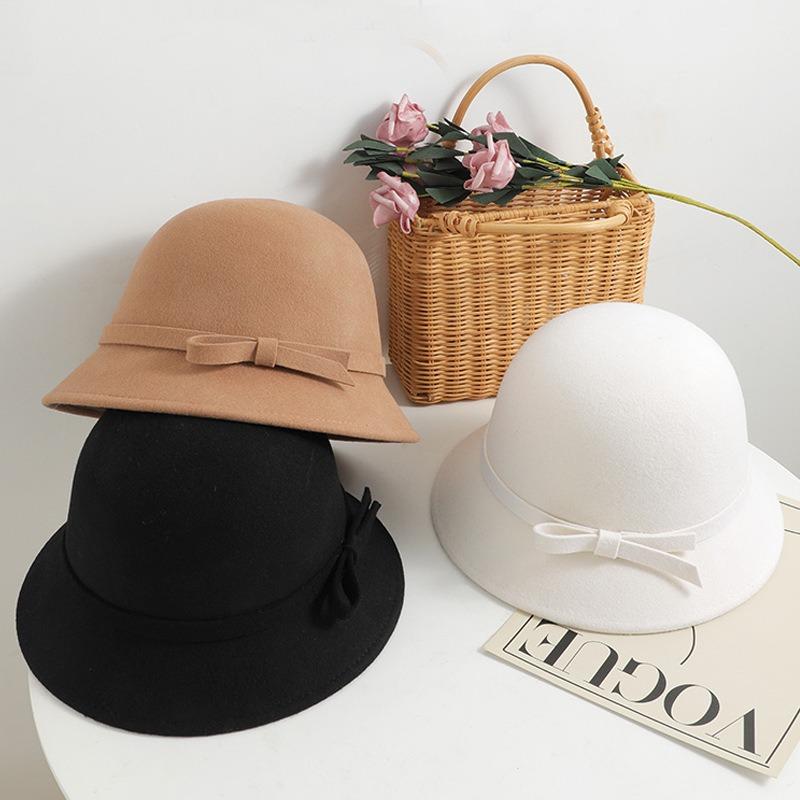 Winter hat women's big head circumference felt hat high-end sense elegant temperament top hat basin hat