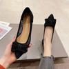 Flat Bow Single Shoes Women's Versatile Work Doudou Shoes Black Pointed Large Size Women's Shoes One Pedal Ladyshoes