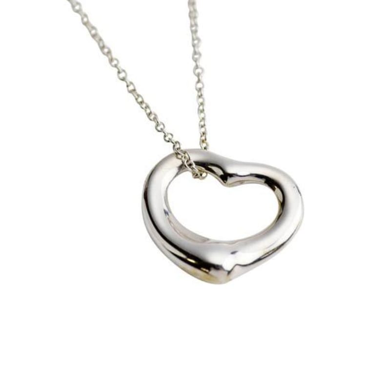 TIFFANY & CO. 1990 2024 Elsa Peretti Sterling Silver Open Heart Pendant Necklace 01040012