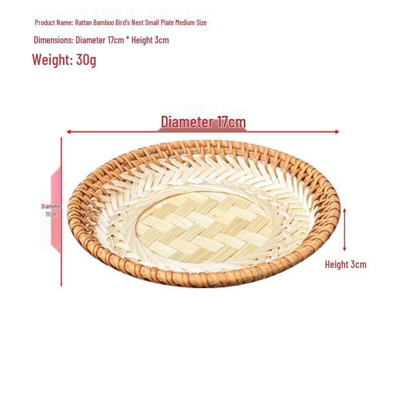 Handmade Round Bamboo Basket Tray and Plate for Creative Home Decoration