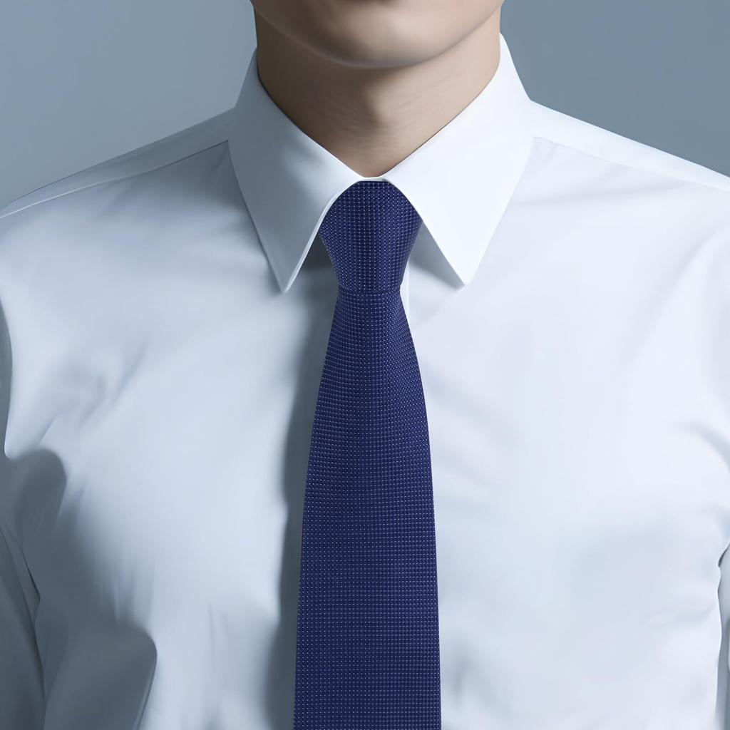 [Luomeng] Seidenkrawatte aus Maulbeerseide für Herren, 8 cm breit, Business Formal, Blaue Pünktchen, Luxuriöse Geschenkbox enthalten