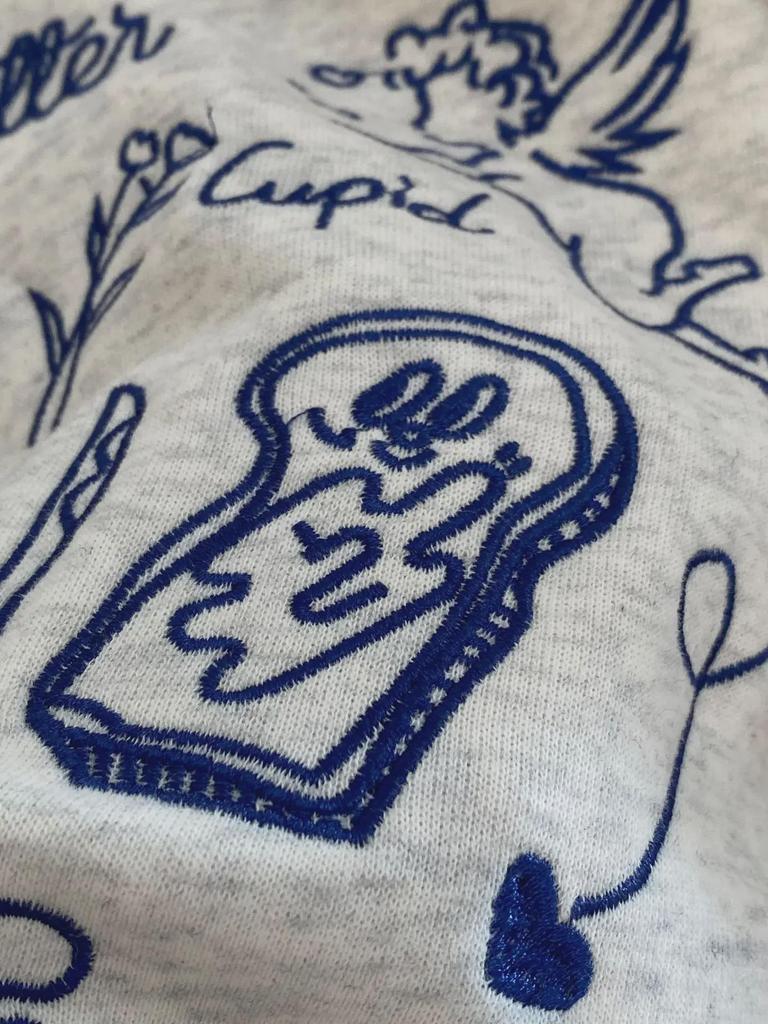 Autumn '24 Embroidered Love Rabbit Sweater - Long Sleeve, Small Round Neck Pullover