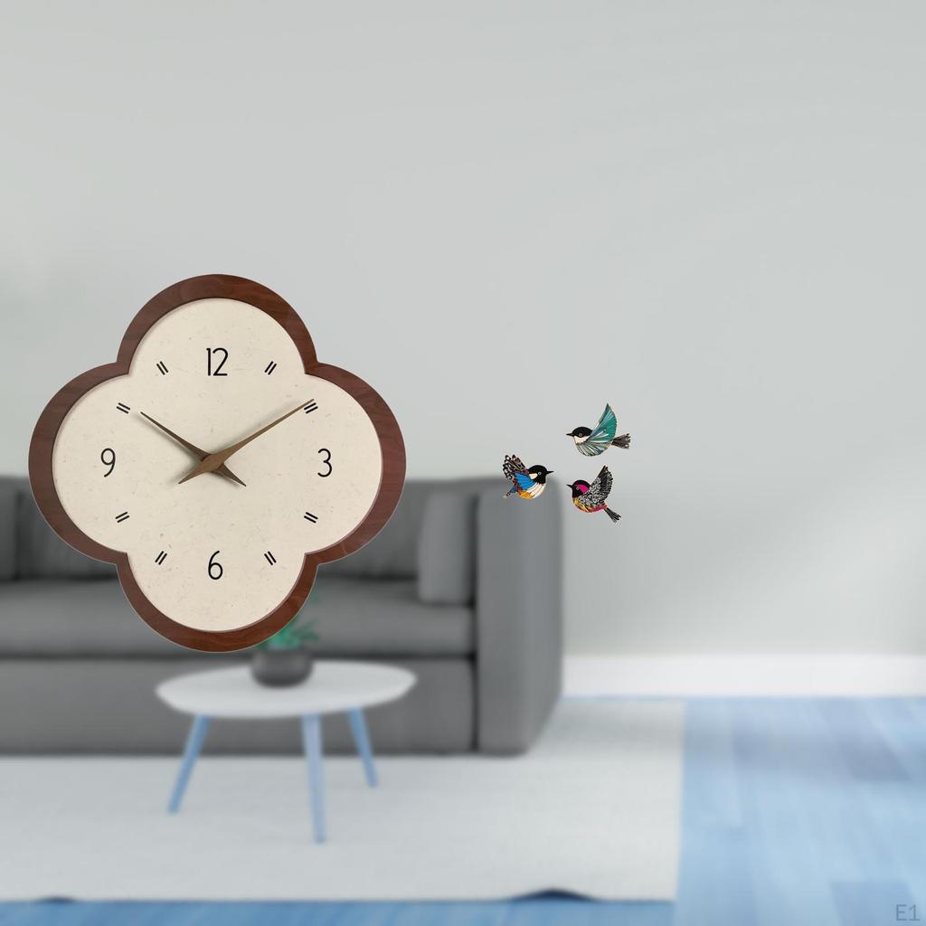 Elegant Wooden Bird Wall Clock Decorative Art Silent Home Decor for Office Bedroom Kitchen Dining