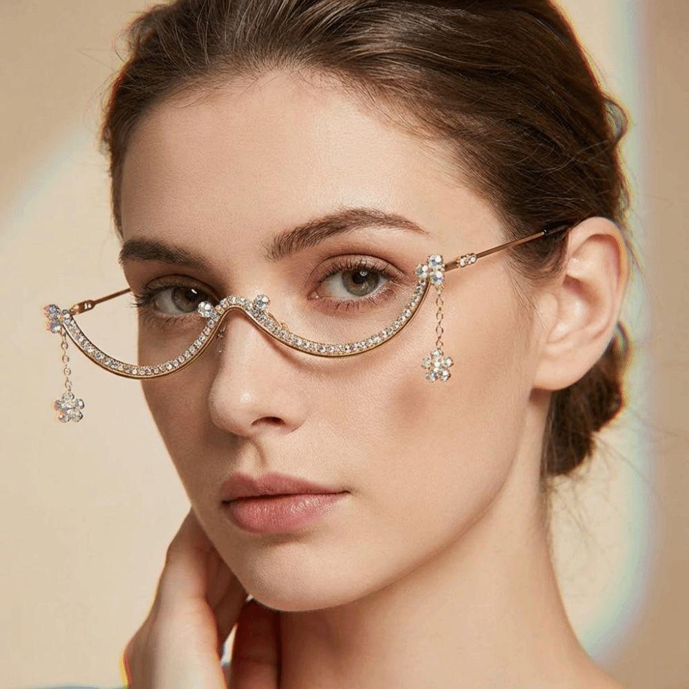 Light Luxury Rhinestone Glasses Frames Sparkling Girl Face Decoration  Masquerade Party