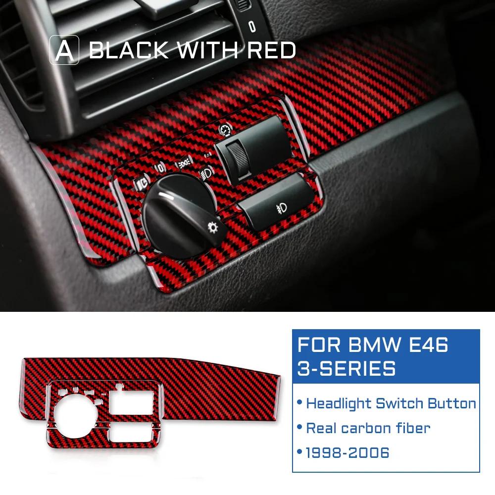 Carbon Fiber Car Headlight Switch Button Light Control Knob Panel Frame Trim Decoration Sticker For BMW 3 Series E46 1998-2006