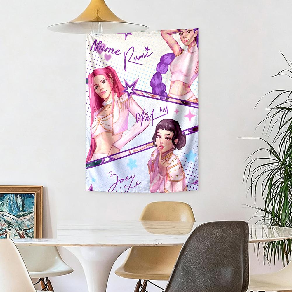 Kpop Demon Hunters Custom Your Name Wall Decor Tapestry Art For Pet Memorial Birthdaywedding Party Backdrop Family Gift