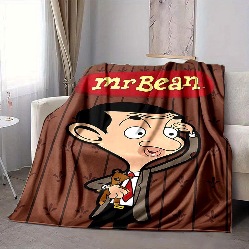 1pc Mr. Bean Cartoon Flannel Throw Blanket - HD Printed Lightweight Soft Warm All-Season Blanket for Sofa, Bed, Travel, Camping - Machine Washable078