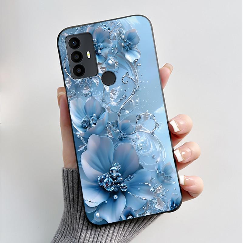 For TCL 30 SE 30E 306 305 Case 6165D 6102H 6102A 6102D Phone Cover Fashion Butterfly Flowers Black Soft Silicone Casing Bumper