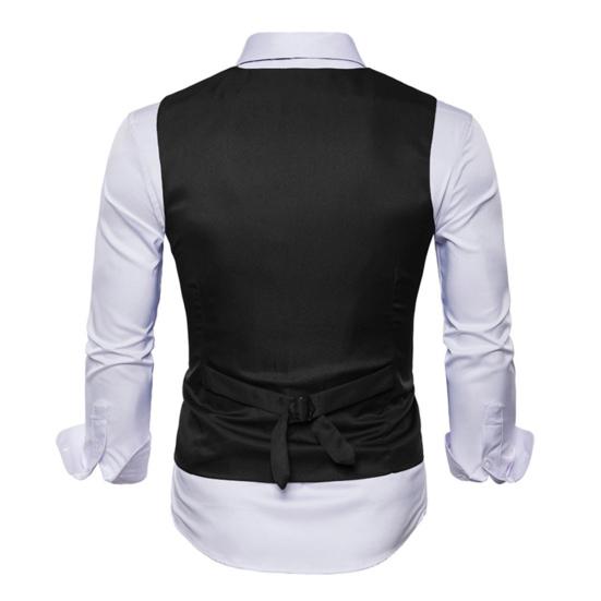 Muži Formální vesta Business Vesta Výstřih do V Bez rukávů Jednořadové kapsy Jednobarevné Knoflíčky Slim Fit Měkký kabát Groomsman