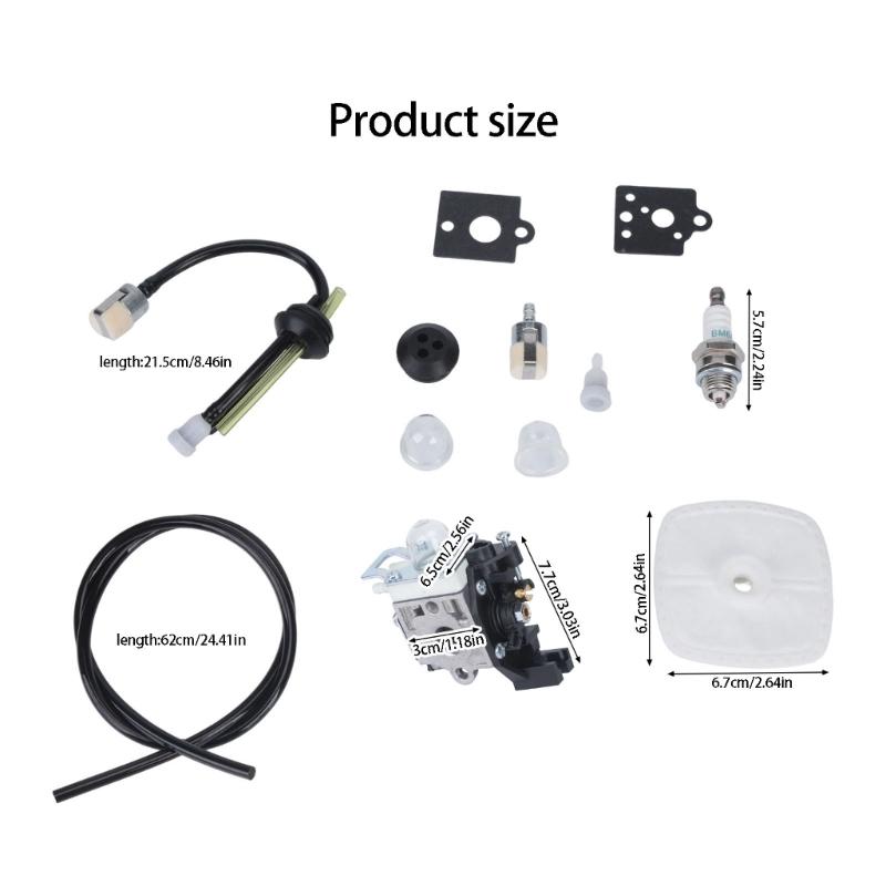 699807 Carburetor Kit for B&S Hard Starting and Rough Idle Repair, 47MM Layout with Hose, Filter and Mounting Gaskets
