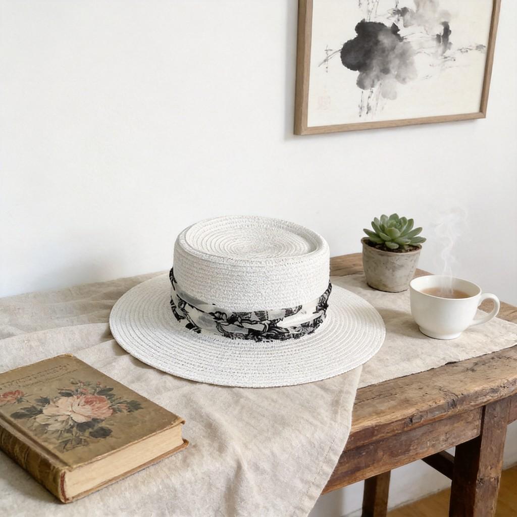 Vintage Style Ladies Sun Hat With Breathable Polyester And Adjustable Fit For Outdoors