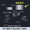 For GEELY STARSHIP 7 2025 TPU Car Navigation Screen Film Gearbox Protective Sticker Anti-scratch Interior Accessories