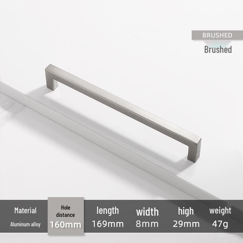 Square Bright Gold & Silver Kitchen Cabinet Handle - Modern Minimalist Black Aluminum Alloy Drawer & Wardrobe Handle