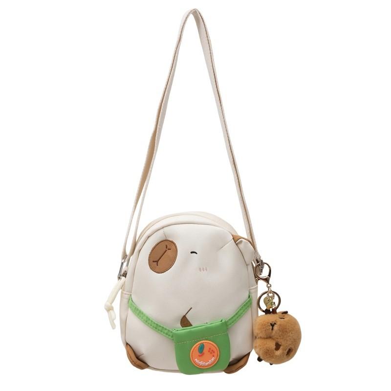 

Bag Crossbody Capybara Small Circular Bag Zipper Closure For Casual Outings белый