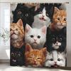Cute Cat Shower Curtain for Bathroom Decor, Funny Bathroom Curtain , Cat Cute Cartoon Waterproof Fabric Home Curtain With Hooks