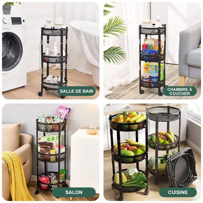 Étagère de rangement - SEVEN COMFORT - 35x35x88cm - Pliable - 15KG par niveau - Noir