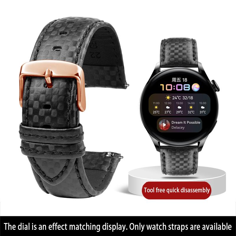 Calfskin strap Bracelet Carbonfiber Grain Watchband 18mm 20mm Red Orange Stitching Watch Band 21mm 22mm 23mm 24mm Watch Strap