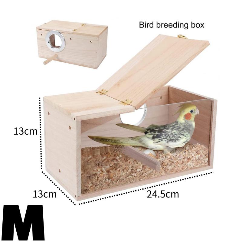 Transparent Wooden Bird House Nest for Parrots Parakeets Cockatiels Breeding Box Cage Accessories  Home Balcony Decoration Easy