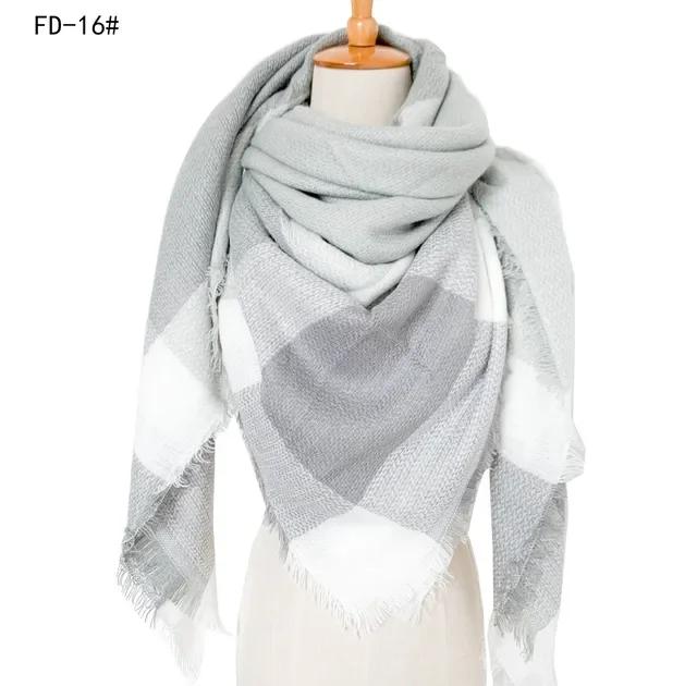 Autumn and Winter New Yellow Grey Cashmere Big Grid Square Scarf Women Double Faced Shawl
