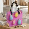  Easter Egg Printed Tote Bag Portable Large Capacity Handbag for Daily Use Shopping
