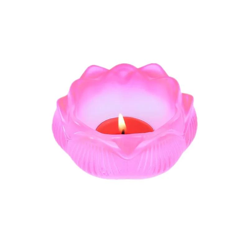 Lotus Shaped Candle Holder, Creative Articles of Worship In Front Buddha, Home, Living Room, Office Decoration, Seven Color, 1Pc