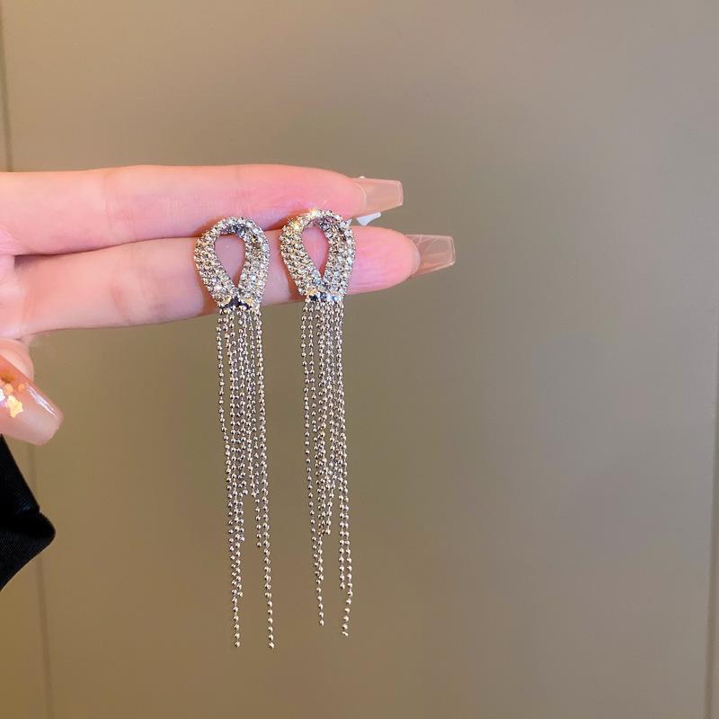 S925 Silbernadel Luxus Diamant Quaste Ohrstecker - Damenschmuck für Gesellschaftsdamen Hängeohrringe