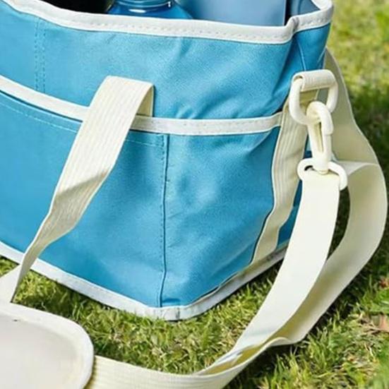 Family Size 4-Compartment Drink Bag with Adjustable Strap Multiple Tumbler Carrier Caddy Outdoor Hiking Walking Insulated Beverage Holder
