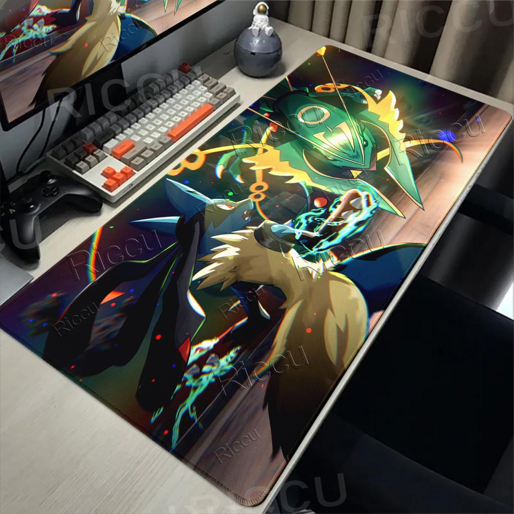 Lucario Mouse Pads Gaming Anime PC Gamer Offics Accessories Rug P-pokemon Extended Anti-slip Rubber Playmat Aesthetic XXL Carpet