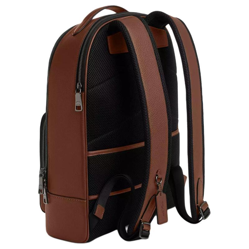COACH ETHAN 32 Letter Logo Silver Hardware Pebbled Leather Backpack Large Men's Brown
