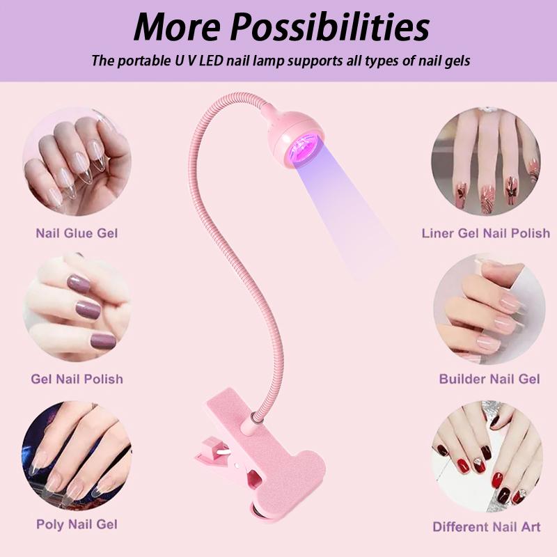 Nail Led Uv Lamp For Drying Gel Nails Polish Clip-On Flexible Desk Mini Portable Usb Nail Lamp Uv Light Dryer For Manicure Salon