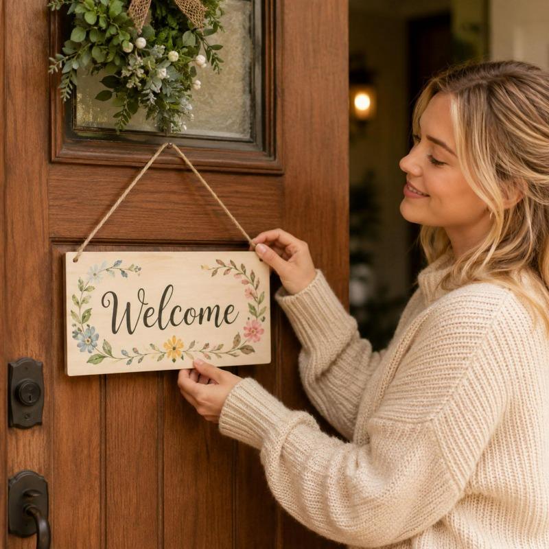 Unfinished Wood Boards Blank Wood Signs with Hanging Ropes Door Hanger DIY Wooden Sign Paintings Art Carving Crafts Wood Chips