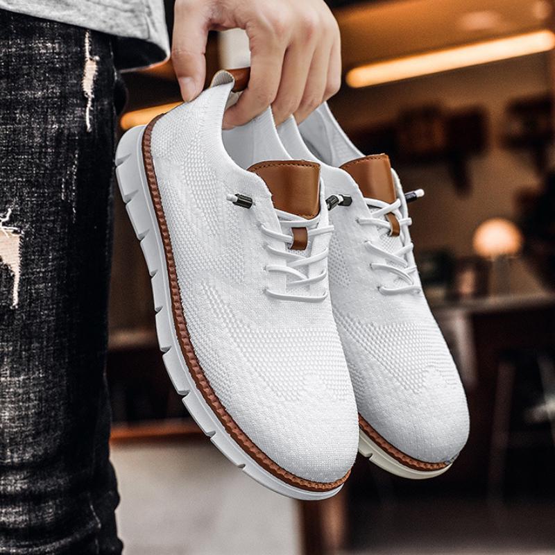 Herrenschuhe im britischen Stil Sommer Atmungsaktive Sportschuhe Fly Woven Mesh Schuhe Übergröße Laufschuhe 39-48