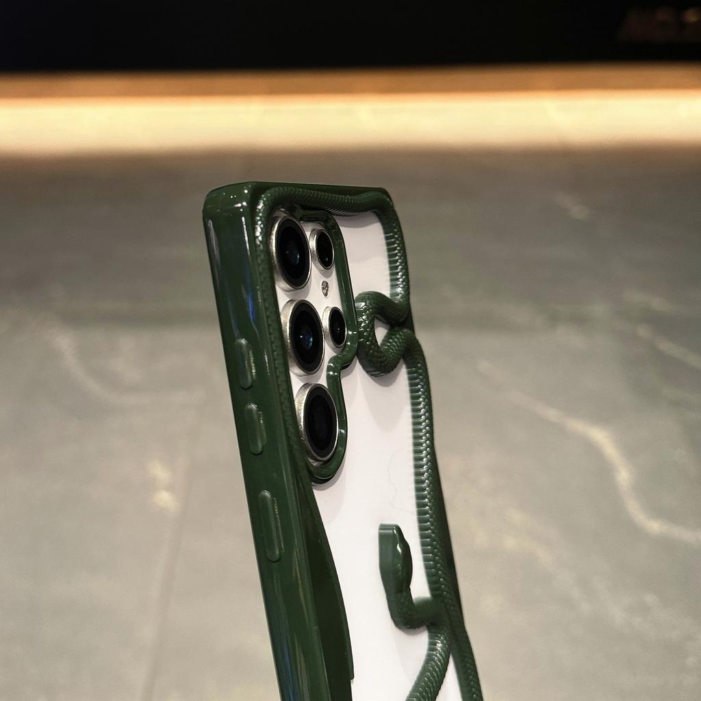 3D Snake Design Hollow Phone Cover For Samsung S25 Ultra S24 S23 FE S22 A56 A36 A16 A06 A55 A26 A15 Plating Shockproof Soft Silicone Bumper Case