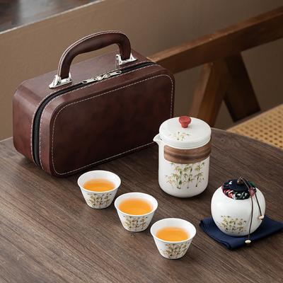 Business Trip Portable Tea Set Jinsi Bamboo Rhyme Kuaike Cup Outdoor Travel Tea Set Set Portable Hand-held Gift Printing