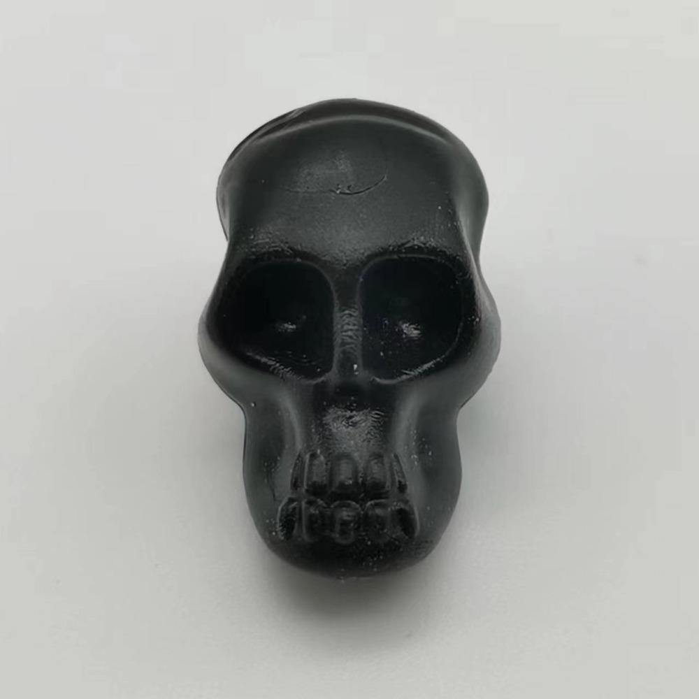 

100PCS Plastic Scary Skull Heads Statue Luminous Halloween Desktop Decorations Festival Supplies Black without Night Light