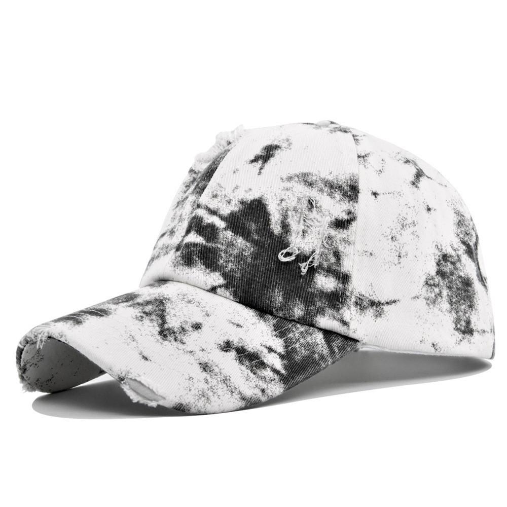 

Tongue Duck Cap With Holes Baseball Cap Wornout Holes Graffiti Hat Sunshade белый