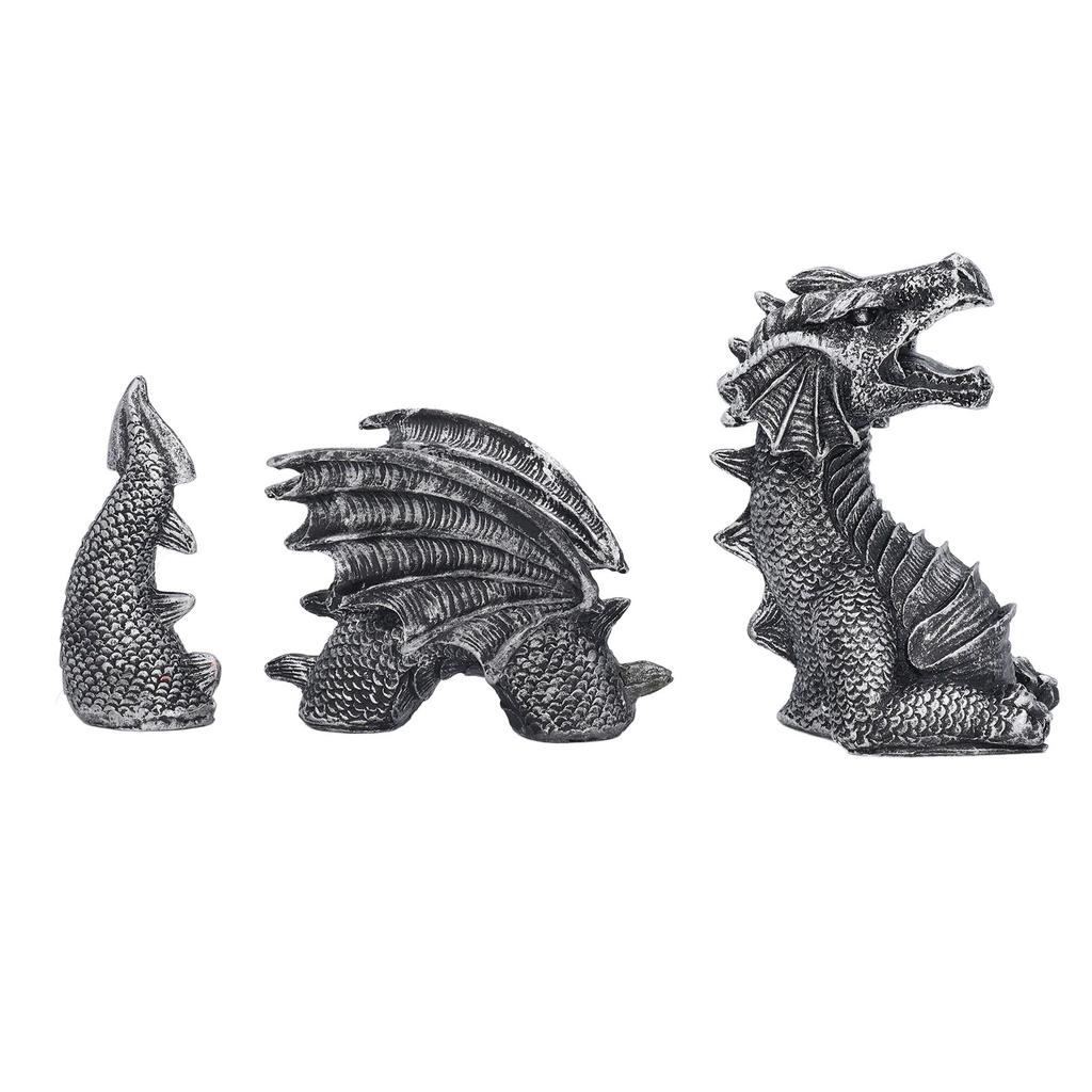 Dragon Statue 3 Part Waterproof Resin Lifelike Decorative Dragon Sculpture Ornament for Desk Fish
