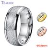 4MM 6MM 8MM Men Women Tungsten Engagement Wedding Band Bright Meteorite Inlay Valentine's Day Gift Jewelry Comfort Fit