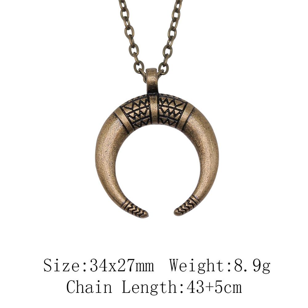 Punk Witch Horn Crescent Pendant Necklace For Women Men Half Moon Necklace Crescent Lune Necklace