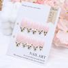 24Pcs Leopard Print French Tip Press On Nails Medium Almond Fake Nails Bow Glue On Nail 3D Pearl Gems Cute False Nails French Stick On Nail Bow