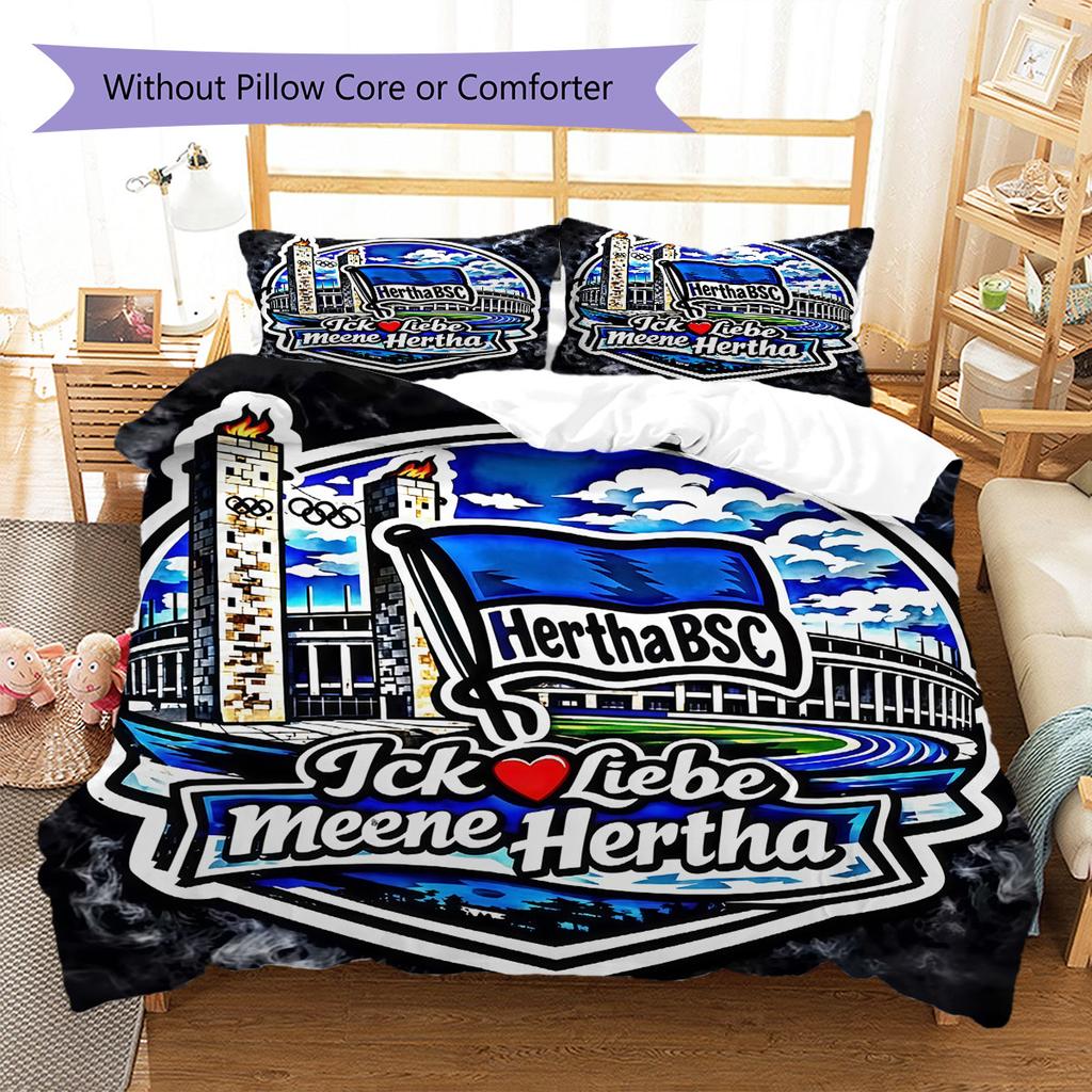 Hertha BSC Pattern Bedding,Quilt Set Quilt Cover Pillowcase Home Birthday Gift(1 * Duvet Cover + 2 * Pillowcase, Without Core)