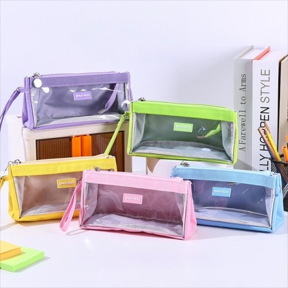 Transparent Pencil Bag Large Capacity Storage Bag Multifunctional Zipper Pen Bag Students