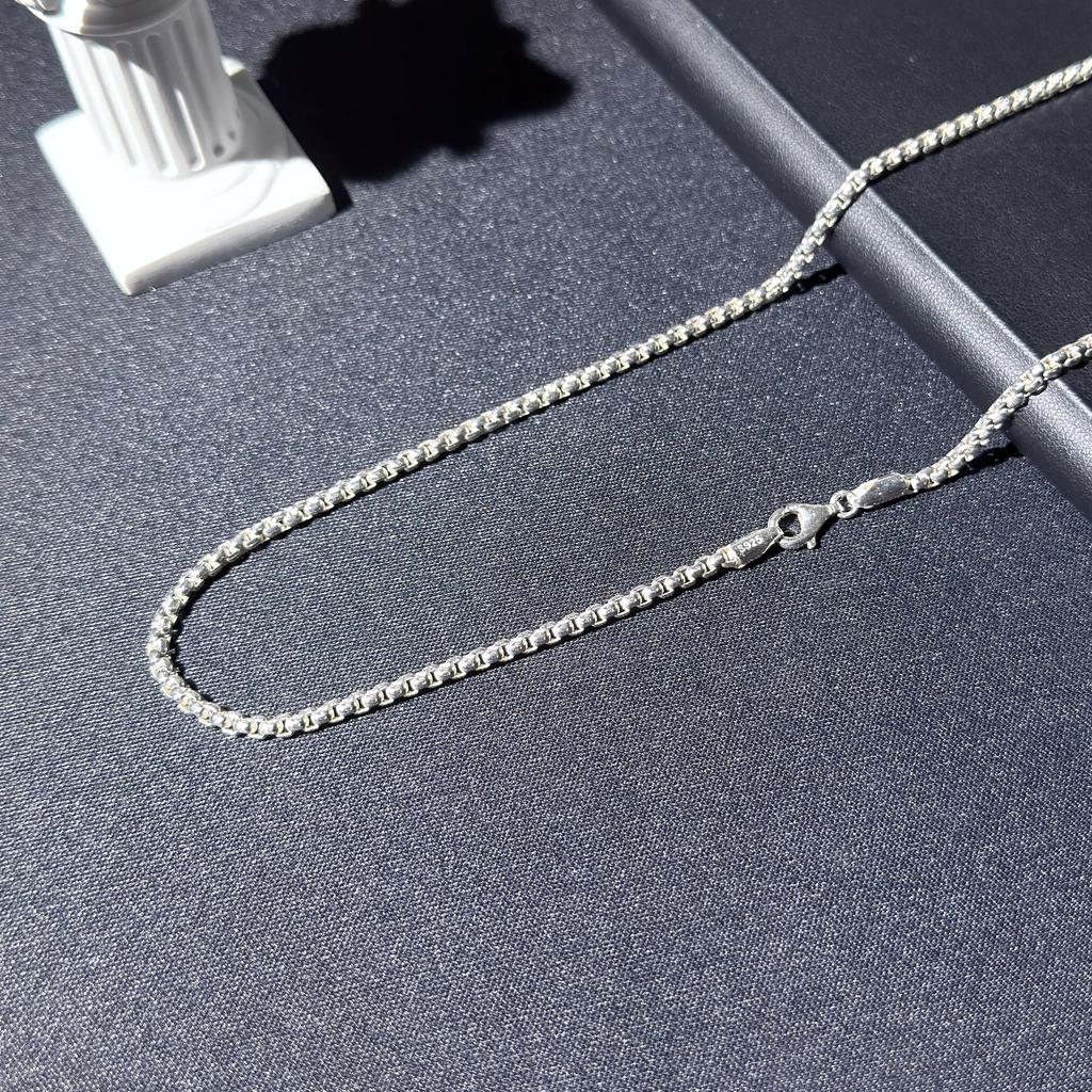 Factory Rhodium Plated 925 Sterling Silver Box Chain Necklace 1.5-3mm Trendy Classic Wedding Gift Women's Jewelry