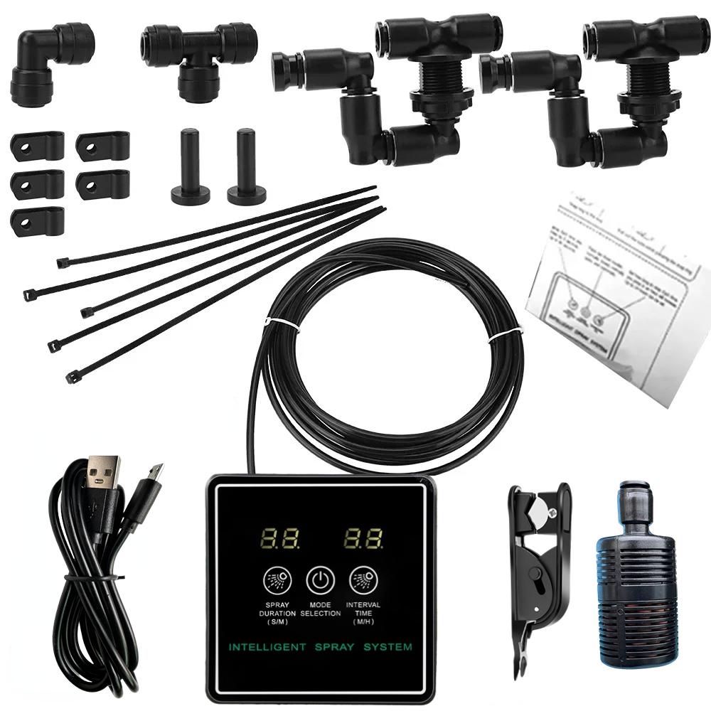 Intelligent Automatic Reptile Fogger Touch Screen Sprinkler Control Electronic Humidifier Timer Mist Rainforest Spray System Set