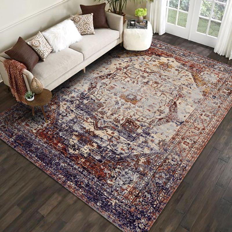 Retro Bohemian Style Carpet Home Large Area Anti Slip Sofa Coffee Table Decoration Carpet